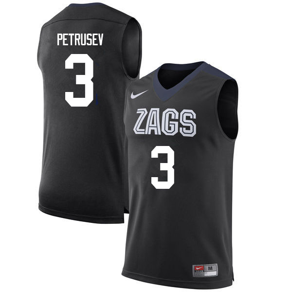 Men Gonzaga Bulldogs #3 Filip Petrusev College Basketball Jerseys Sale-Black - Click Image to Close